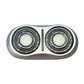 Dual-head electric shaver replacement foil assembly, silver-gray housing with two circular cutters