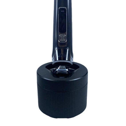 Replacement shaver cleaning station pod base, dark gray/black with open top