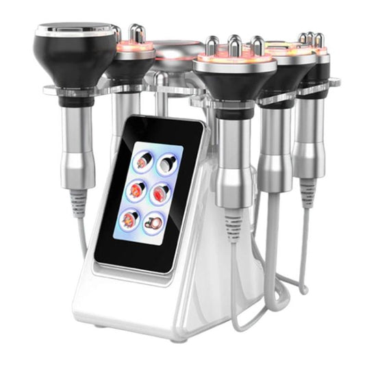 6-in-1 body sculpting machine with multiple suction heads and touchscreen control panel