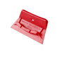 Red stainless paint spatula scraper with metal blade, handle, and fastening screws