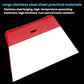Red paint spatula scraper with stainless blade panel, flat working edge