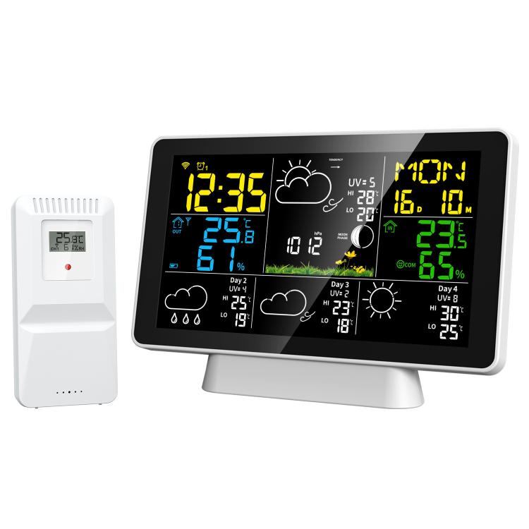 Wireless color weather station with stand and white outdoor sensor unit