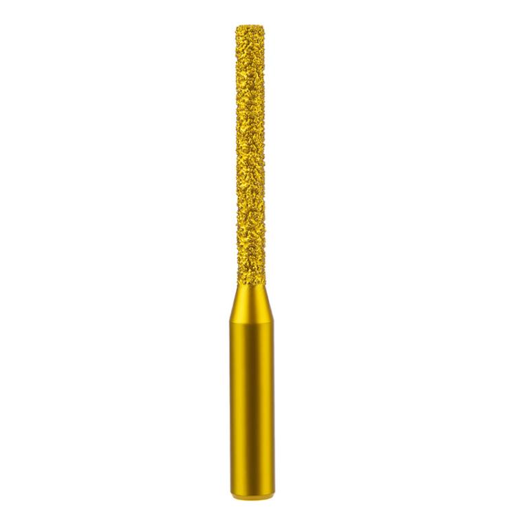Gold diamond router bit with cylindrical shank, straight cutting profile