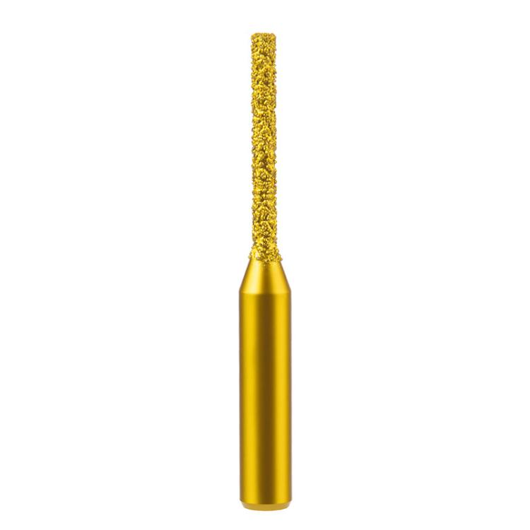 Gold straight router bit with diamond-grit cutting end and smooth shank