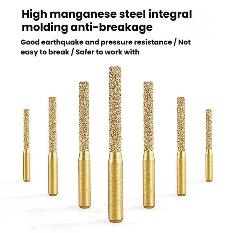 Set of gold diamond router bits with different cutting tip widths