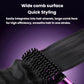 Cordless hair straightening brush with wide comb surface and purple ring, black body