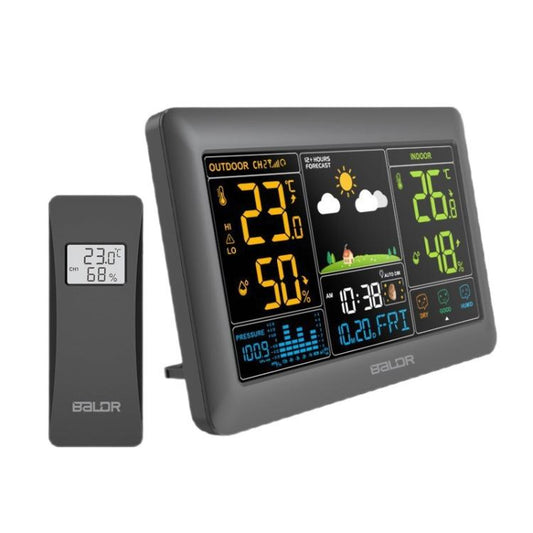 BALDR Wireless Weather Station Color Display Weather Forecaster, Barometric Pressure, Moon Phase, 12/24H, EU Plug, US Plug