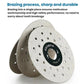 Stacked ceramic grinding discs, gray perforated wheels with central mounting hub