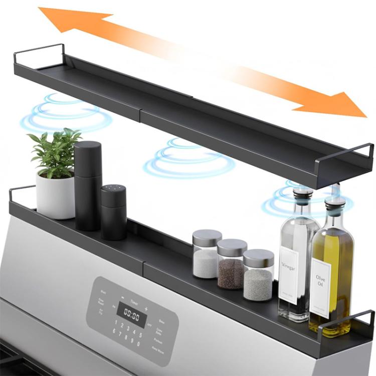 Telescopic Rear Stove Storage Shelf Magnetic Kitchen Seasoning Rack