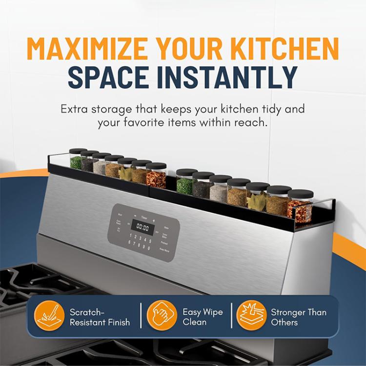 Telescopic Rear Stove Storage Shelf Magnetic Kitchen Seasoning Rack