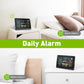 Weather station on a nightstand with alarm clock indicators on the color display