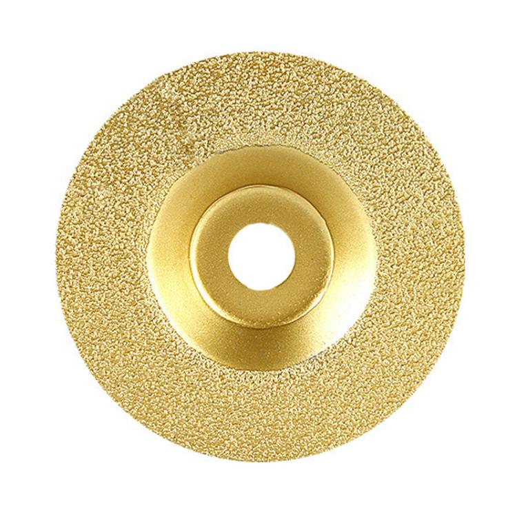 Gold diamond brazed cup grinding wheel with center arbor hole for angle grinder