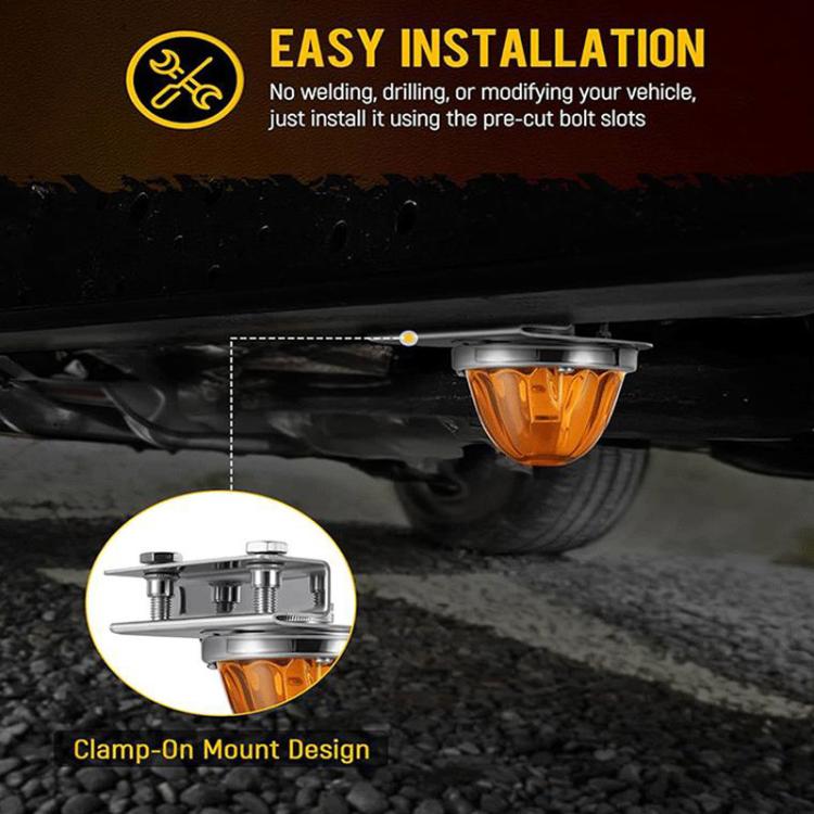 Stainless steel clamp-on light bracket with pre-bolt slots and threaded studs