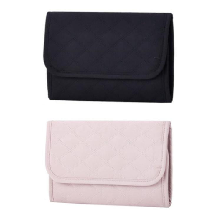 Faux Suede Jewelry Storage Foldable Portable Earring Roll Bag
