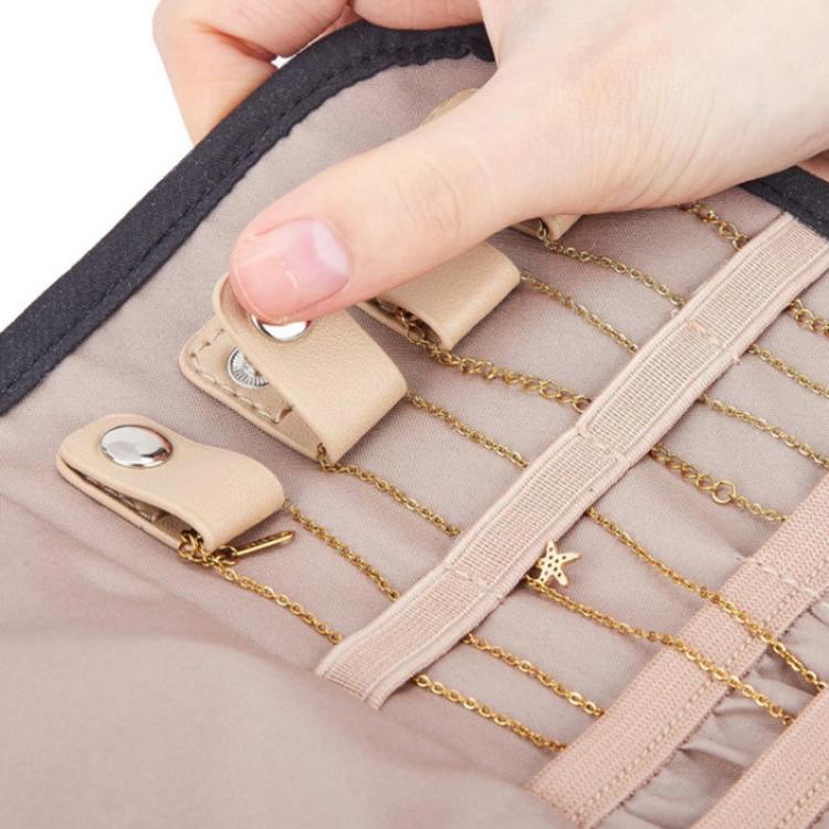 Faux Suede Jewelry Storage Foldable Portable Earring Roll Bag