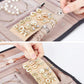Faux Suede Jewelry Storage Foldable Portable Earring Roll Bag