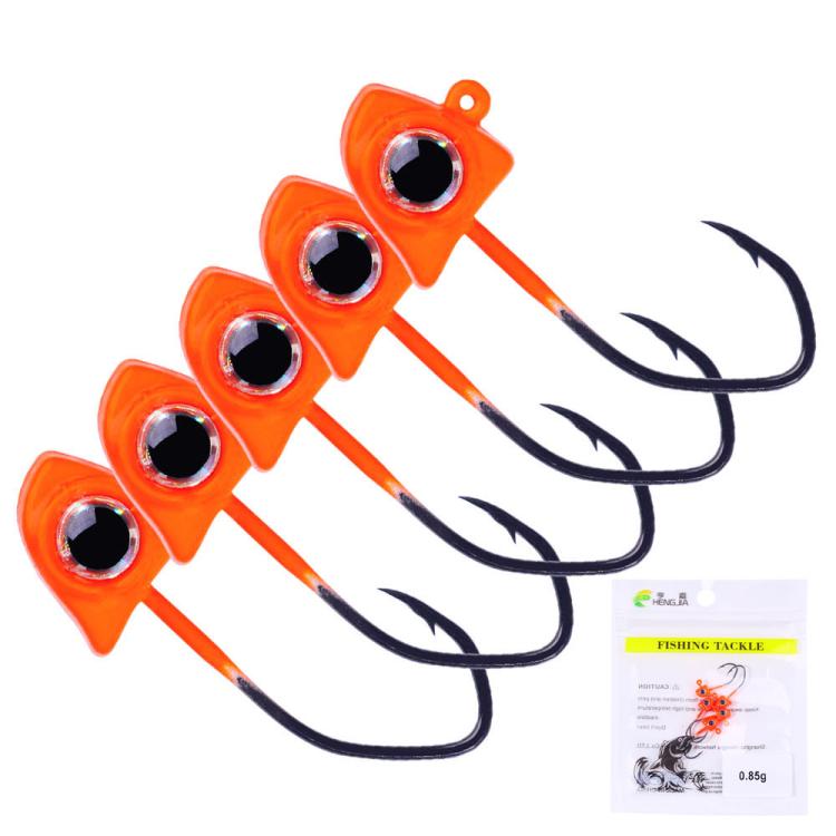 Micro triangle jig head hooks with black treble hooks, orange bodies