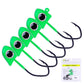 Green micro triangle jig head hook with black double barbed hook, 5-pack set