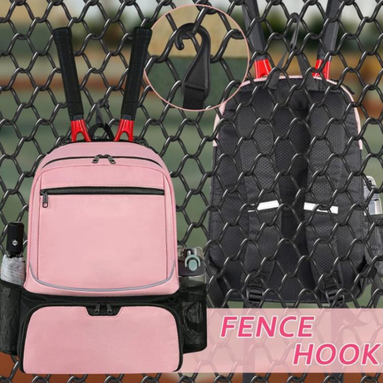 Pink travel layered shoe bag with fence hook and front zip pockets