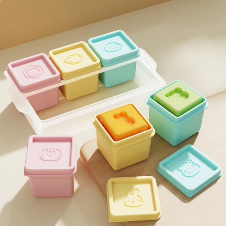 Colorful silicone baby food freezer tray set with individual compartment lids