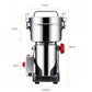 Stainless steel countertop seasoning grinder with carry handle and red side controls