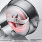 Stainless steel grinding chamber with rotating blade and red-tinted airflow effect