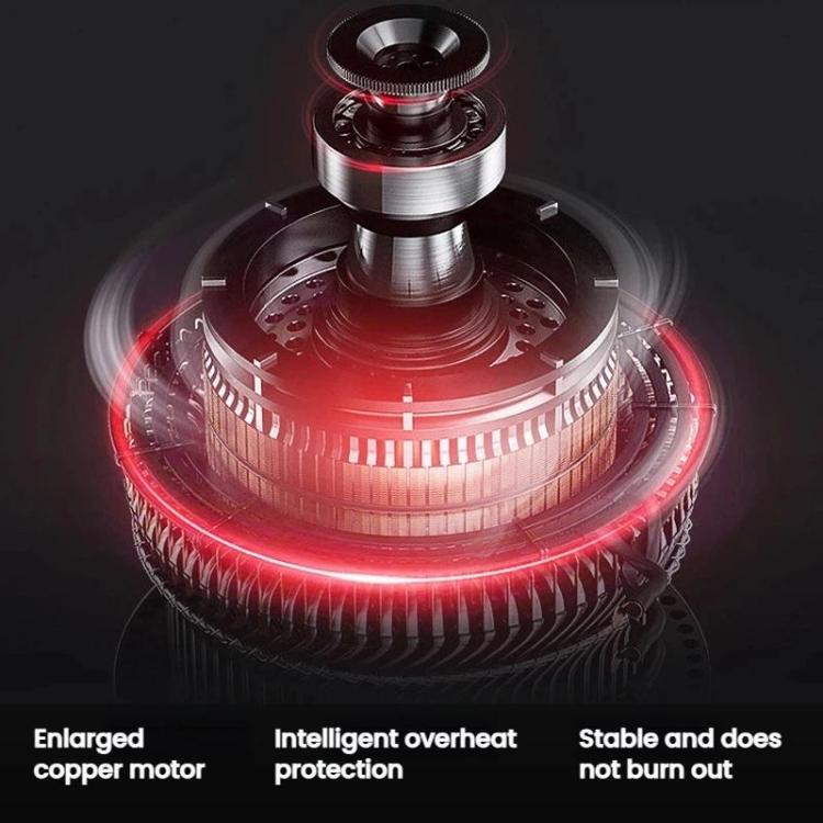 Stainless steel motor-driven grinder with red illuminated airflow