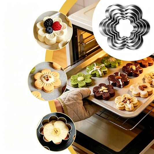 430 Stainless Steel Cookie Cutter Cookie Cake Mold, LsCook 5-Piece Set Flower Shaped