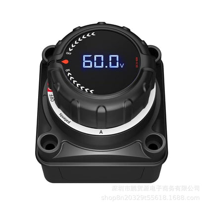 Digital display battery power-off switch with blue 60.0V LED screen and mounting lugs