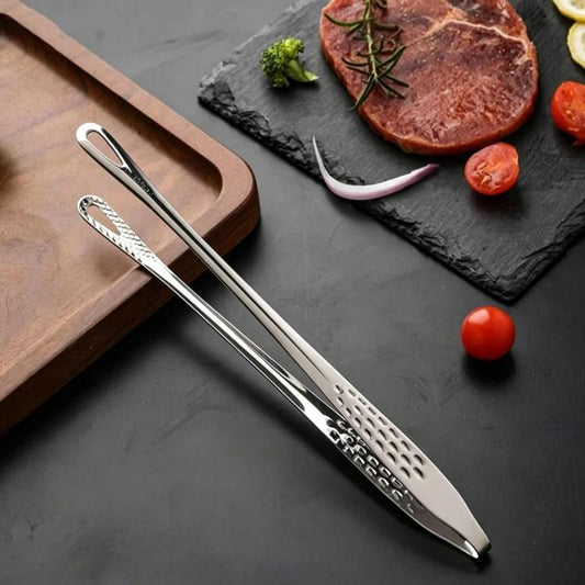 LsCook 28cm Home BBQ Tongs 304 Stainless Steel Steak Clips, 28cm 304 Stainless Steel