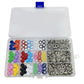 Clear storage case of multicolor snap fasteners with silver-tone button components