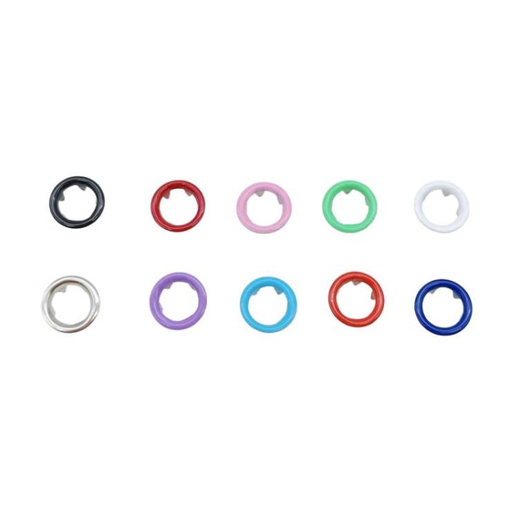 Plastic snap ring grommets in multiple colors with silver metal rings