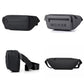 Two waterproof sling fanny packs: black and gray with adjustable shoulder straps
