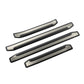 Brushed metal door sill protector strips with black inner channels (4 pcs)