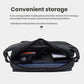 Large capacity messenger bag with open interior and padded compartments for devices