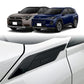 Installed black side light trim sticker on car fender, textured stripes and rectangular center