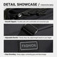 Black crossbody bag detail: smooth zippers, adjustable buckle strap, and patch label