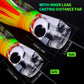 Fishing lure with clear lead head and black octopus-style body, silicone skirt, 9in