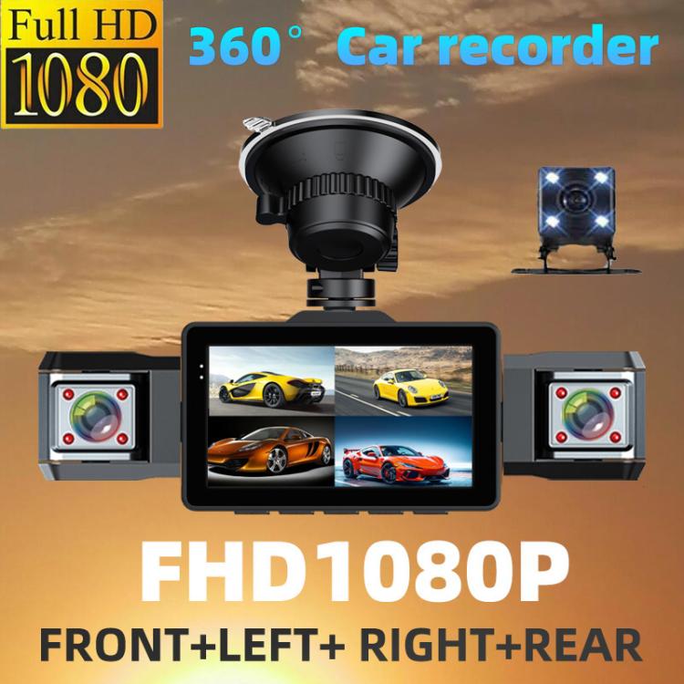 Car dash camera with dashboard screen and compact rear camera module