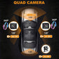 Quad-camera car dash camera system diagram with four camera angles