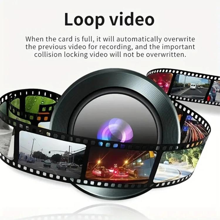 Dash camera loop video recording diagram with rolling film camera feeds