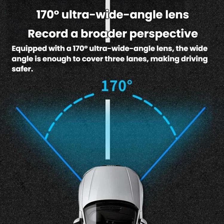 170° ultra-wide-angle lens graphic for dash camera field of view