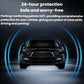 24-hour parking monitoring graphic with front car view and blue protection rings