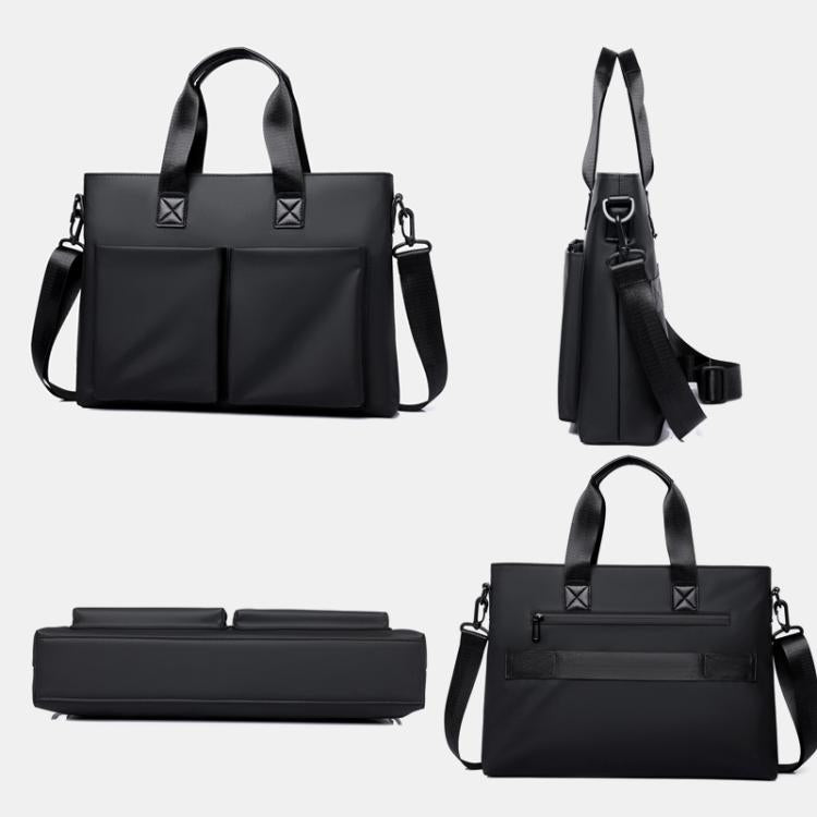 Men's waterproof laptop briefcase bag with shoulder strap and trolley sleeve