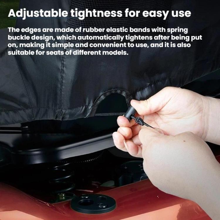 Dark gray seat cover with adjustable elastic cords and buckle closure