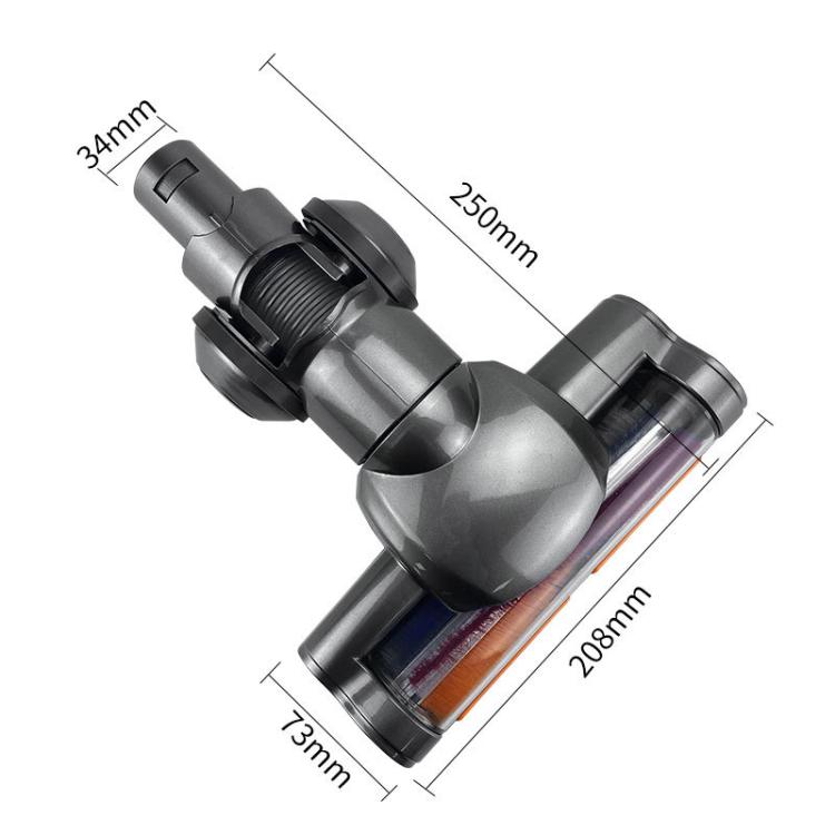 Motorized vacuum floor brush attachment, angled view with orange trim and roller bar