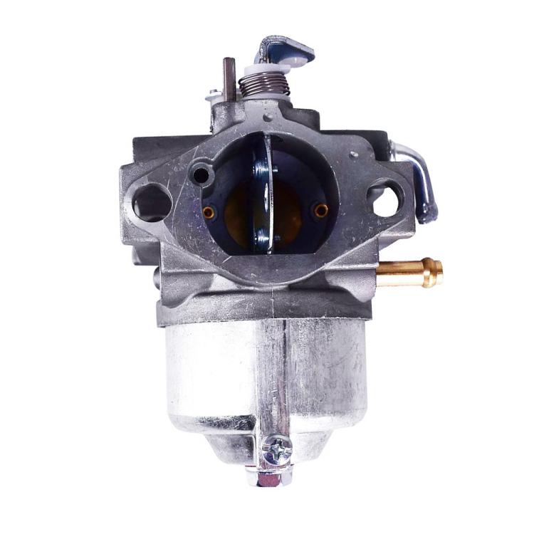 Lawn mower carburetor with throttle bore opening and brass outlet fitting
