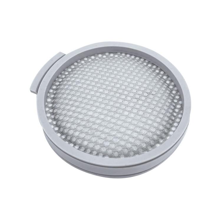 Round gray HEPA vacuum filter replacement with fine mesh screen