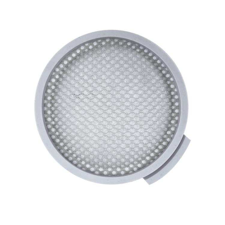 Gray circular vacuum filter replacement with fine perforated mesh