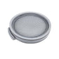 Round gray vacuum filter with outer frame and recessed mesh